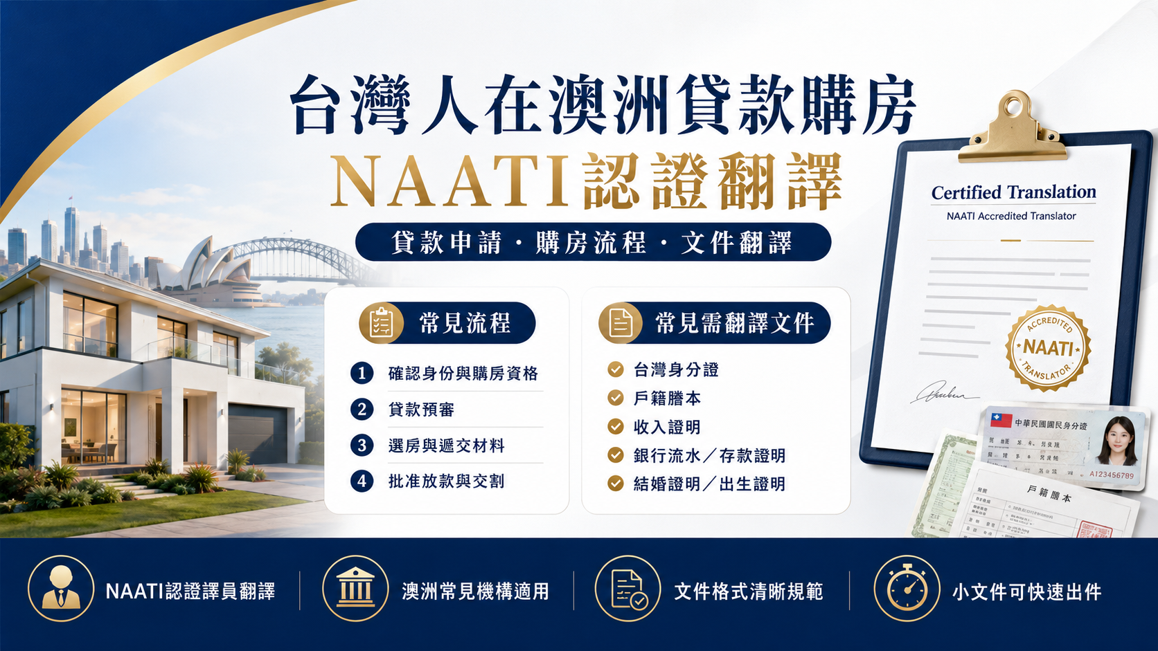 台灣人在澳洲貸款購房流程 naati translation