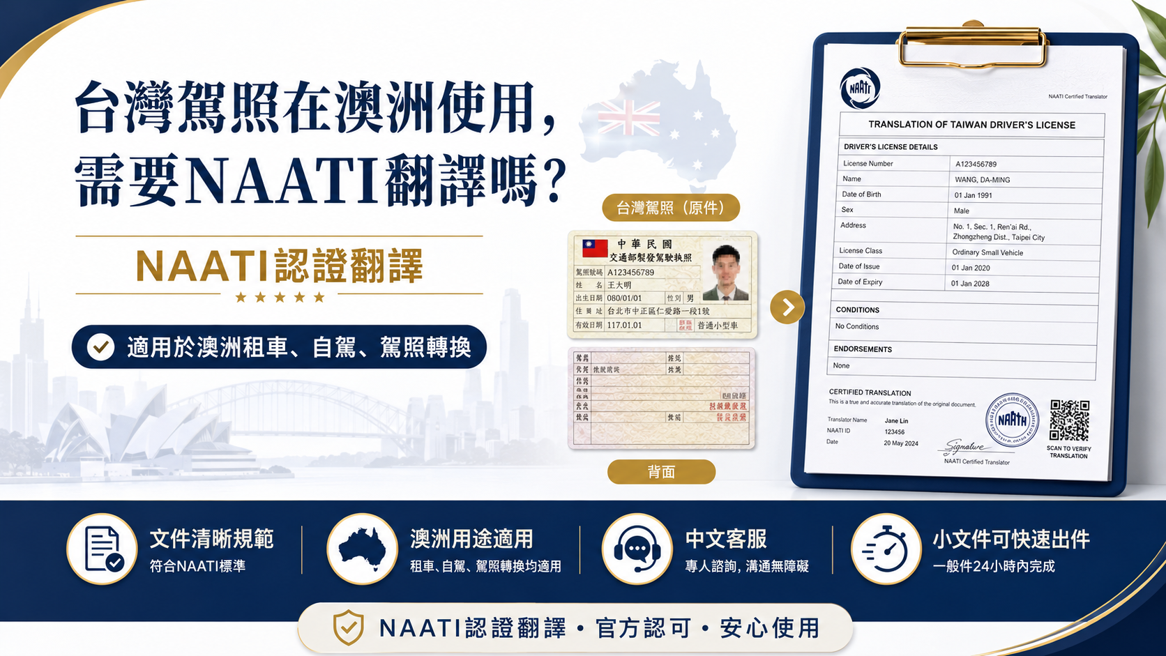 台灣駕照在澳洲使用，需要NAATI翻譯嗎？ naati translation